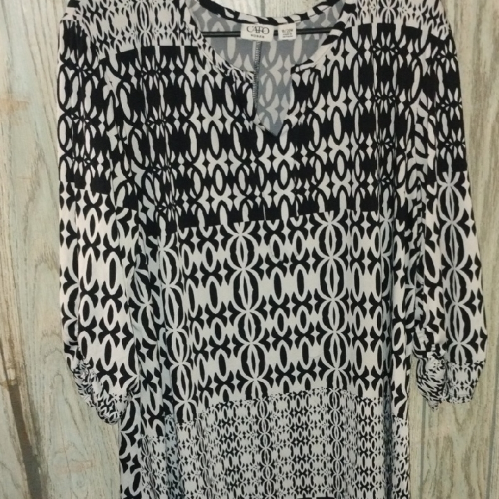 Catos Monochrome Geometric 3/4 Length Sleeve Dress Shirt